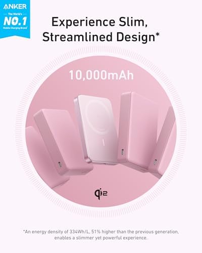 Anker Mag Go 10,000 m Ah Ultra-Slim Magnetic Power Bank – Qi2 Certified 15 W Fast Charger for i Phone 16/15/14/13/12 Series, Ergonomic Design for Effortless Portability and Seamless Charging Experience – Ideal for On-the-Go Lifestyle