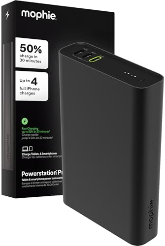 Mophie Powerstation Mini 5,000 m Ah Portable Power Bank – Ultra-Fast 20 W USB-C PD Charger for Rapid Device Recharging, Compact Pocket-Sized Design with LED Battery Indicator, Includes USB-C Cable for Instant Connectivity, Essential Travel Accessory for On-the-Go Smartphone Power