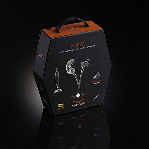 V-MODA Forza Hybrid Sport Earbuds – Premium In-Ear Headphones for Samsung & Android with 3-Button Remote, Noise Isolation & Sweat Resistance – Stylish Orange Accents for Active Lifestyles