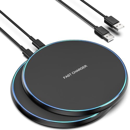 Revolutionary 15 W Fast Wireless Charger Pad – Dual Pack for i Phone 16/15/14/13/12/11 Pro Max & Samsung Galaxy S23/S22/S21/S20/S10 – Effortless Charging Experience with Enhanced Safety Features & Sleek Design for Home/Office Use