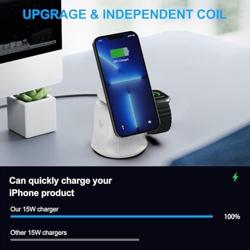 3-in-1 Fast Wireless Charging Station for Apple Devices – Efficiently Charge i Phone 15/14/13/12/16, Apple Watch & Air Pods Simultaneously – 15 W Magnetic Power, Sleek & Portable Design for Home & Travel – Ultimate Solution for Apple Enthusiasts
