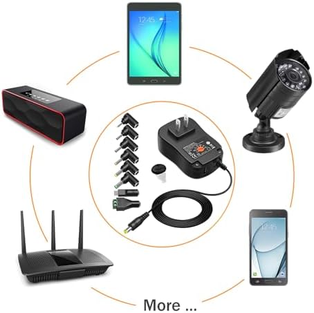 Universal 36 W Adjustable Voltage DC Power Supply with 8 Tips – Multi-Device USB Wall Charger for Phones, Security Cameras, Routers, and LED Lights – Versatile AC Adapter for Seamless Connectivity and Efficient Power Management
