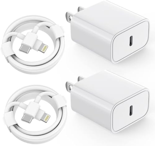 Enhanced Speed and Versatility: Dual-Pack Fast Charging i Phone Charger with 6 FT USB-C to Lightning Cable – Compatible with i Phone 14 Pro Max, 14 Plus, 13 Pro, 12 Mini, 11, XS, XR, X & i Pad – Efficient Power Delivery for Home and Travel