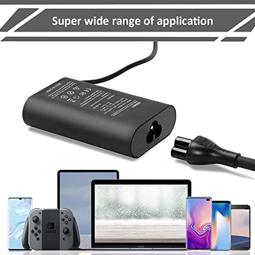 65 W USB-C Charger for Dell Latitude & XPS – Fast Charging AC Adapter with Universal Compatibility for Models 3120, 3189, 7390, and More – Lightweight 6 ft Cord with Safety Certification for Efficient Power Delivery