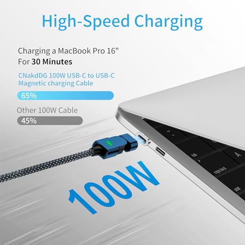 Revolutionize Your Charging with the 100 W USB C Magnetic Charger Cable – 180° Rotating Design for Hassle-Free Power & Data Transfer (2 Pack: 4 ft & 6.6 ft) – Compatible with i Phone 16/15/14/13, i Pad, Mac Book Pro, Galaxy S22 – Fast Charging & 480 Mbps Data Transfer for Enhanced Device Performance – Durable & Tangle-Free Solution