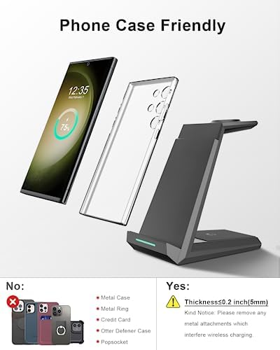 ADADPU 3-in-1 Wireless Charging Station for Samsung Devices – Fast Charging Dock for Galaxy S25, S24, S23, S22, S21, Galaxy Watch Series 7/6/5/4/3/Pro & Galaxy Buds – Includes 5 ft Cable & Adapter for Enhanced Efficiency and Connectivity