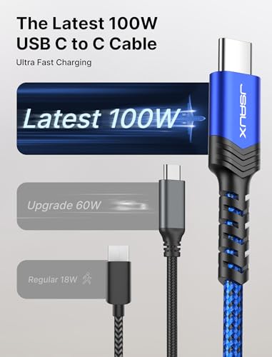 JSAUX Versatile 3-Pack USB C to USB C Cable Set – 100 W Fast Charging (10 ft, 6.6 ft, 3.3 ft) for Nintendo Switch, i Phone 16/15 Pro Max, Samsung Galaxy S25/S24, i Pad Pro – Durable, High-Speed Type C Charger Cables in Sleek Black Design for Ultimate Compatibility and Convenience