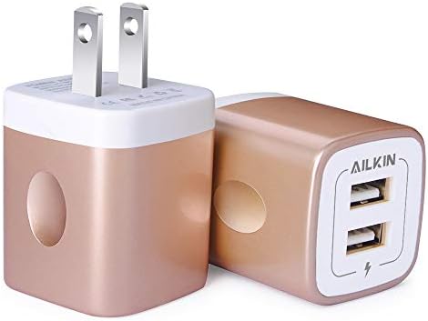 AILKIN Dual Port USB Wall Charger 2-Pack – 2.1 A Fast Charging Adapter for i Phone 15/14/13/12/11 Pro, Samsung Galaxy S23/S22/S21 – Compact Power Block with Quick Charge Technology – Universal Compatibility & Safety Features for Home and Travel
