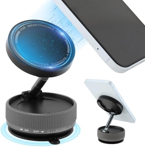 Xiaokeis Premium 360° Rotating Magnetic Car Phone Mount – Versatile Foldable Vacuum Suction Holder for Safe, Hands-Free Navigation – Universal Smartphone Compatibility with Enhanced Grip for Secure Travel and Instant Attachment
