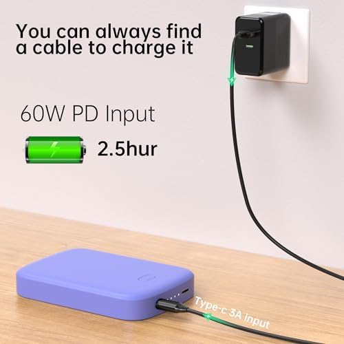 Magnetic 10,000 m Ah Fast Charging Power Bank for i Phone 15/14/13/12 – 20 W Wireless Portable Charger with USB-C Dual Ports & Cable – Effortless Magnetic Attachment for On-the-Go Power Efficiency