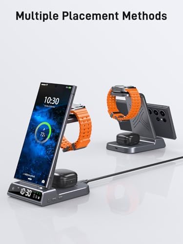 Ultimate 3-in-1 Wireless Charger for Samsung Devices – Fast Charging Station for Galaxy S24 Ultra, S23 Ultra, Z Flip 5, Fold 5, Galaxy Buds & Watch 6/5/4/3 – Effortless Compatibility & Sleek Design for Modern Living