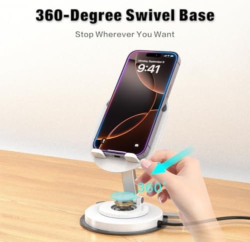 Maximize Your Workspace Efficiency with the 100 W USB-C Docking Station: Versatile 5-Port Universal Hub with Adjustable Phone Stand and 360° Rotating Base for Seamless Connectivity Across Mac Book Pro, Air, Dell, and HP Laptops – Power Delivery Charging and Fast USB 3.0 Data Transfer for Enhanced Productivity