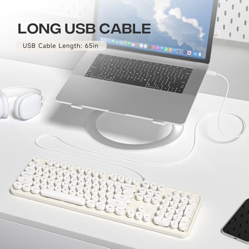 Experience Ultimate Clarity with the Large Print Wired Office Keyboard – 104 Full-Sized Typewriter Keys for Enhanced Visibility, Ergonomic Design, and Instant USB Plug & Play Compatibility for Windows and PCs – Perfect for Home and Office Use