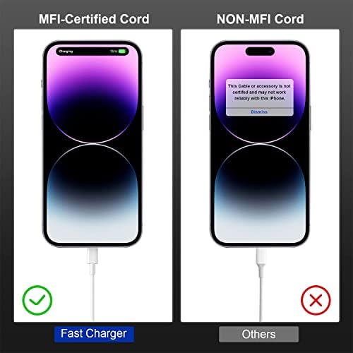 Blue Fast Charger Cable 2-Pack – 6 ft USB Type C to Lightning for i Phone 14/13/12 Pro Max, MFi Certified Charging Cord for Enhanced Speed & Compatibility – Durable Design for Everyday Use