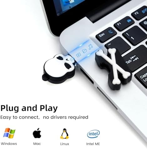 Skull Shaped 64 GB USB Flash Drive – Unique Personality Memory Stick for Stylish Data Storage | Borlter Clamp Cool USB 2.0 Thumb Drive Perfect for Gifts & Everyday Use | Durable, Portable & Compatible with All Devices
