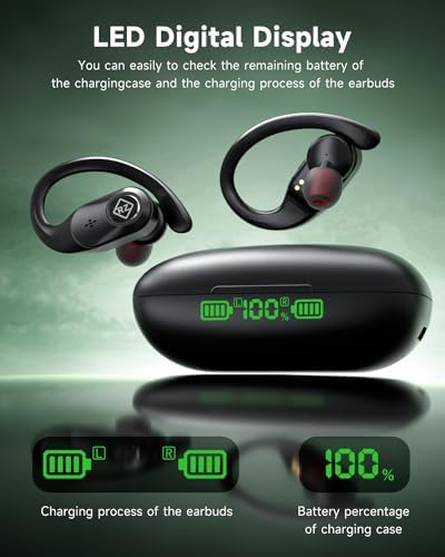 Ultimate Wireless Earbuds – Deep Bass Bluetooth Headphones with 40-Hour Playtime, Waterproof Design, and LED Charging Case – Ideal for Active Lifestyles, Workouts, and Crisp Calls – Ergonomic Fit for Music Enthusiasts and On-the-Go Connectivity