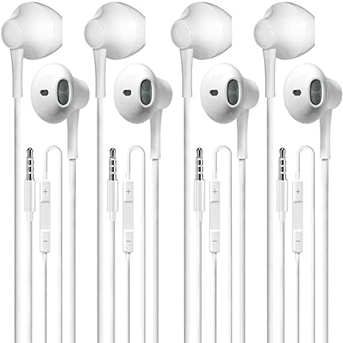 Premium Wired Earbuds Set of 4 – High-Performance In-Ear Headphones with Microphone and Volume Control, Dynamic Heavy Bass Sound, Superior HD Audio, Compatible with i Phone, Android, i Pod, i Pad, MP3 Players, and All 3.5 mm Jack Devices – Ideal for Music Lovers and Active Lifestyles