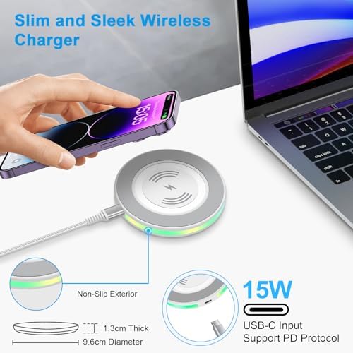 High-Speed 15 W Samsung Wireless Charging Pad for Galaxy S25 Ultra, S24 Ultra, S23 FE, S22, S21, S20 FE, Plus i Phone 16, 15, 14 Pro Max & Google Pixel 9 Pro XL – Ultimate Fast Charging Station with Enhanced Device Compatibility and Safety Features