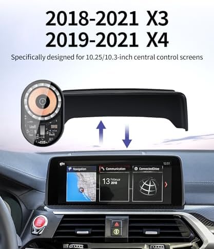 Wireless Charging car Phone Holder for BMW X3 2018-2021/BMW X4 2019-2021 Accessories 10.25/10.3-inch Screen Fixed Clip,360° Rotation car Phone Mount Compatible with MagSafe – Enhanced Compatibility and Speed