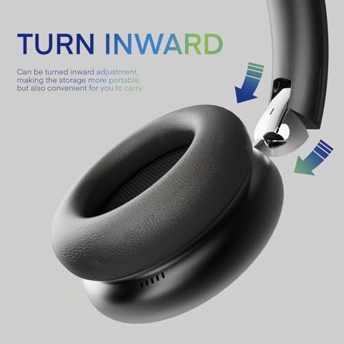 M2 Black Wireless Over-Ear Headphones: Elevate Your Sound Experience with Deep Bass Technology, Advanced Noise Cancellation, and Ultra-Foldable Design for On-the-Go Comfort and Seamless Bluetooth 5.4 Connectivity