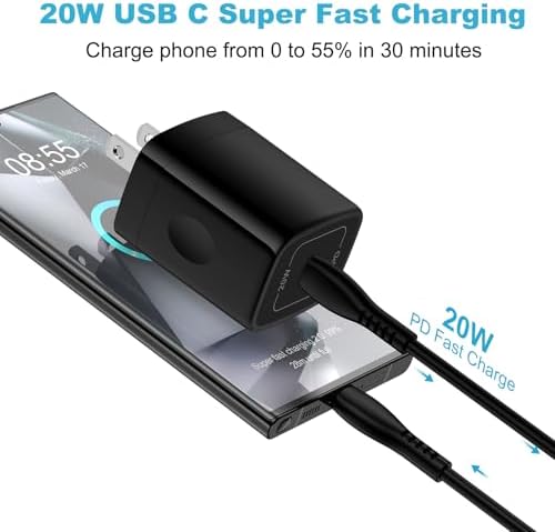 Rapid Charge USB-C Wall and Car Charger for Samsung Galaxy Z Fold Flip Series – Enhanced 3 ft/6 ft Cable Options for Ultimate Compatibility and Speed – Ideal for S25, S25 Ultra 5 G and More – Efficient Charging Solution for On-the-Go Convenience and Home Use