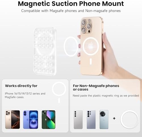 Revolutionary Patented Magnetic Suction Grip Mount for i Phone & Android – Effortless Hands-Free Phone Holder in Deep Blue, Perfect for Content Creators, Capture Stunning Selfies and Videos, Ultimate Compatibility with Mag Safe and Standard Cases, Portable and Stylish Design for On-the-Go Use