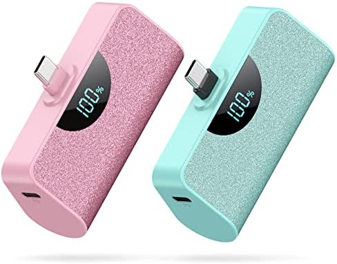Dual Pack Mini Portable USB-C Power Bank 5200 m Ah – Fast Charging Battery Backup with LCD Display for i Phone 16 Series, Samsung, and Android Devices – Ultimate On-the-Go Power Solution