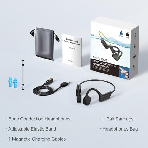 Advanced Bone Conduction Wireless Headphones – IPX7 Waterproof Earbuds with Bluetooth 5.3 for Active Athletes – 10-Hour Playtime, Built-in Mic, Ideal for Running, Cycling, and Hiking – Experience Sound Without Isolation