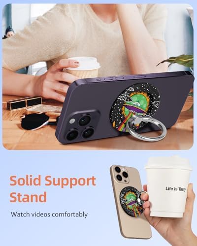 Magnetic Phone Grip Holder for i Phone – Adjustable Mag Safe-Compatible Finger Ring Stand with Fun Designs for Secure Selfies and Video Calls – Lightweight, Durable, and Removable Accessory to Elevate Your Smartphone Experience