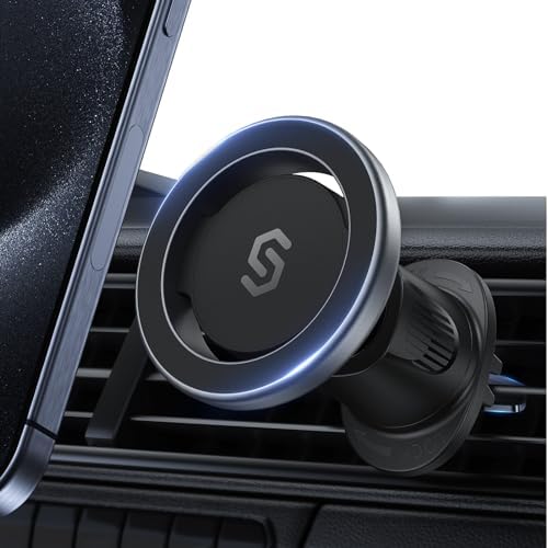 SYNCWIRE Mag Safe Air Vent Car Mount – Premium Magnetic Phone Holder for i Phone 16 Pro Max, 15, 14, 13, 12 – Hands-Free Navigation & Calls, Adjustable Viewing Angles, Secure Vent Clip Design, Sleek and Durable Accessory for Distraction-Free Driving