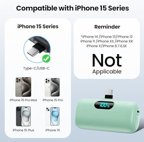 Ultra-Compact 5000 m Ah USB-C Power Bank – Fast Charging Mini Portable Charger with Built-in Connector & LCD Display – Perfect for i Phone 15, i Pad Pro, and Android Devices – Lightweight and Travel-Friendly Power Solution for On-the-Go Connectivity