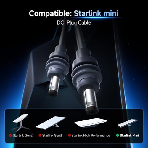 for Starlink Mini Cable 6.5FT/2M, 60W Input Replacement DC Power Cable, Starlink Mini Power Cable with PVC Jacket, 18AWG Copper Wire, Durable Starlink Mini Accessories Waterproof Outdoor 2M – Enhanced Compatibility and Speed