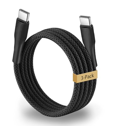 NENJI 3-Pack USB-C to USB-C 100W Fast Charging & Data Cable, 3.3FT Dark Grey – Compatible with iPhone 16/16 Plus/16 Pro Max/, MacBook Pro, iPad Pro, Dell XPS, Samsung Galaxy S24 Ultra, Pixel, Switch – Enhanced Compatibility and Speed