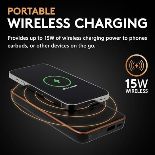 Duracell Core 10 Wireless Portable Charger | 10,000 m Ah Multi-Device Power Bank with USB-C & USB-A Ports for Effortless Charging of Smartphones, Tablets, and More | Compact Design for On-the-Go Convenience and Enhanced Device Compatibility