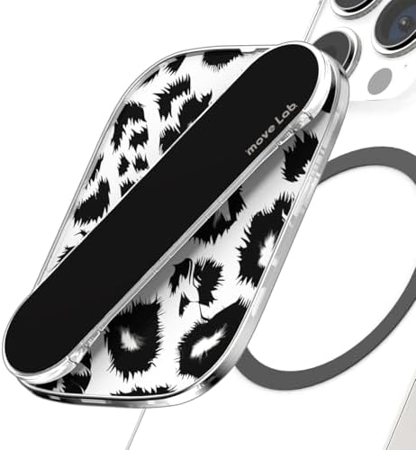 Transform Your Smartphone Handling with the Innovative Motion Grip Magnetic Phone Holder – 360-Degree Adjustable Rotation & Stylish White Leopard Design for Effortless Control and Secure Wireless Charging, Perfectly Compatible with Mag Safe for Enhanced Versatility and Comfort