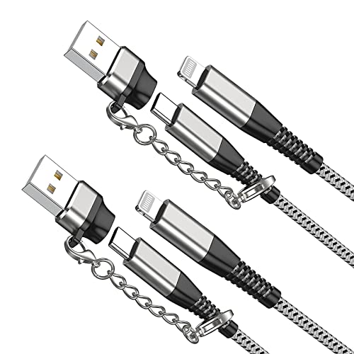 Apple MFi Certified 2-Pack i Phone Fast Charging Cables – 6 ft USB Type C to Lightning with USB C Female to USB A Male Adapter and Keychain – Ultimate Durability and Speed for i Phone 14/13/12 Pro Max/Mini/X/Xs/Xr Accessories