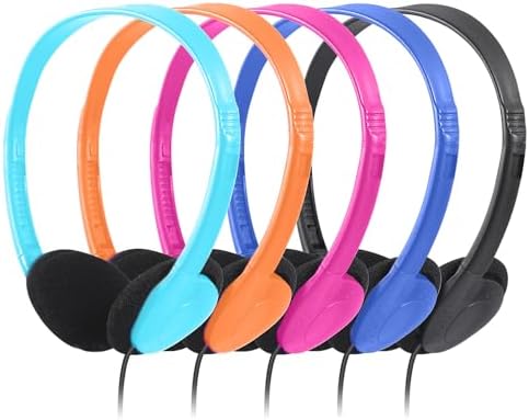 Bulk Kids Headphones – 25-Piece Classroom Audio Package for Enhanced Learning – Lightweight Adjustable On-Ear Design with Universal Device Compatibility in Sleek Black – Perfect for Engaging Group Activities and Extended Listening Comfort – Durable and Affordable Solution for Students and Adults