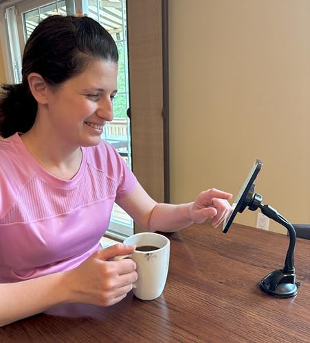 Stay-in-Place Magnetic Phone Charging Stand with Suction Base. Stays Firmly in Place and Doesn’t Move Around. Flexible Gooseneck for Perfect Viewing Angle. Compatible with MagSafe. – Enhanced Compatibility and Speed