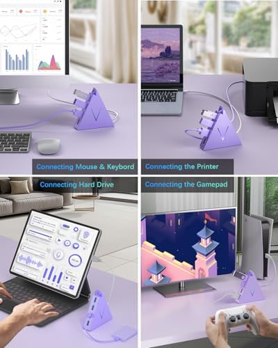 Elevate Your Connectivity with the Stylish Pink USB C Hub – 4 USB 3.0 Ports and 2 FT Extension Cables for Seamless Integration with i Pad Pro, Mac Book Pro, Surface & More – Ultimate Performance Meets Chic Design!