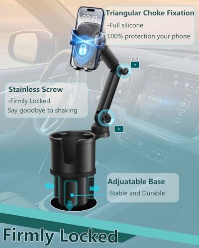 Versatile 2-in-1 Adjustable Cup Phone Holder for Cars – Secure Universal Mount for Large Smartphones and Drink Bottles, Engineered for No-Shake Stability During Hands-Free Driving in Trucks and SUVs, Optimal Compatibility for All Mobile Devices