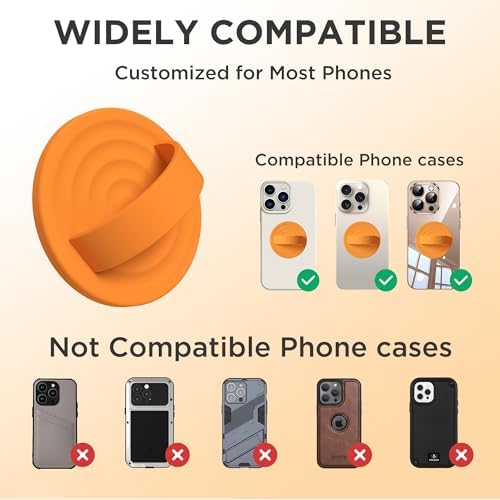 Upgraded Magnetic Phone Grip for i Phone: Premium Silicone Loop Holder with Mag Safe Compatibility – Ergonomic 360-Degree Stand, Non-Slip Design in Sleek Black for Enhanced Comfort and Secure Handling on i Phone 16/15/14/13/12 Pro Max/Plus