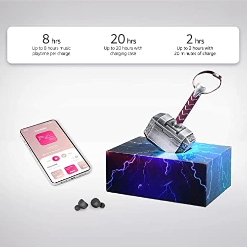 Thor Hammer-Inspired Wireless Earbuds with Advanced Bluetooth 5.3 – High-Fidelity Stereo Sound, Ergonomic Comfort, and Unique Charging Case – Ideal Gift for Men from Daughters, Long Battery Life for All-Day Listening