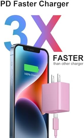 20 W PD USB-C Wall Charger with 6 FT Fast Charging Cable for i Phone 14/13/12/11/Pro/Pro Max/Mini/Xs Max/XR/X and i Pads – Rapid Power for Apple Devices with Enhanced Safety Features and Portability
