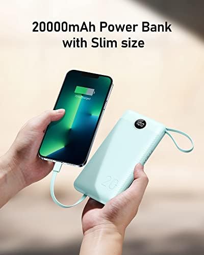 VEEKTOMX 10,000 m Ah Portable Power Bank with Integrated Charging Cables – Slim, Lightweight Fast Charger for i Phone, Samsung, and Android Devices – Essential Travel Companion with Intelligent Charging Technology for On-the-Go Convenience