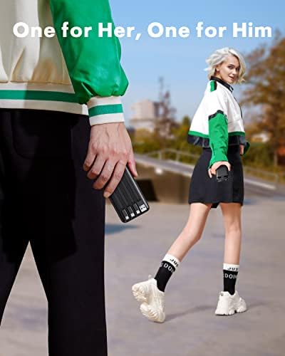 Travel-Ready Dual Pack Portable Chargers with Built-In Cables – 10,000 m Ah Slim Power Banks Featuring 6 Outputs & 3 A Fast Charge for i Phone, Samsung, Pixel, LG, Moto, i Pad – Ultimate Multi-Device Charging Solution for On-the-Go Efficiency