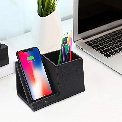COSOOS Premium Fast Wireless Charger & Desk Organizer – Streamlined Charging Station for i Phone 15/15 Pro/15 Pro Max/14/13/12/11/XS/8 Plus & Samsung Galaxy S21/S20+/S10/Note 10/Note 9 (AC Adapter Not Included) – Ultimate Workspace Efficiency & Speed Enhancement Elevate your charging experience with the COSOOS Premium Fast Wireless Charger, expertly crafted to streamline your workspace while ensuring rapid power delivery to a wide range of smartphones. This innovative charging station is perfect for tech-savvy individuals seeking a blend of functionality and style, accommodating i Phone models 8 Plus through 15 Pro Max and popular Samsung Galaxy variants. Designed with an integrated desk organizer, this sleek charger keeps your essential items like pens and notes within reach, promoting a tidy and efficient workspace. Its compact dimensions fit effortlessly on any desk, providing a clutter-free aesthetic. While the AC adapter is not included, this charger performs optimally with your existing accessories, making it a versatile addition to your setup. Built from high-quality materials for durability and easy maintenance, the COSOOS Fast Wireless Charger enhances productivity and elevates your workspace aesthetics, ensuring you’re always ready to power up without the hassle of tangled cords.