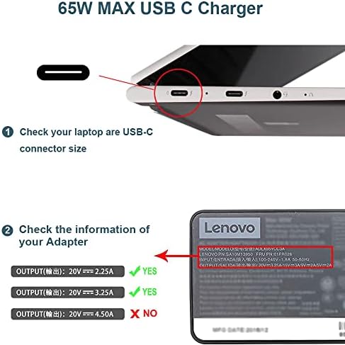 High-Speed 65 W USB-C Laptop Charger for Lenovo Think Pad, Yoga, Chromebook – Universal Compatibility & Enhanced Power Delivery for Efficient Charging Solutions