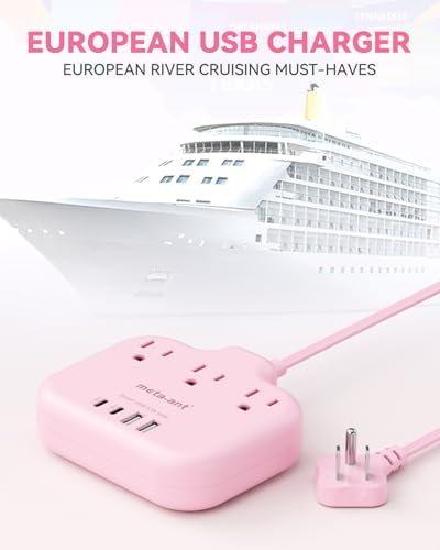 Stylish Brown Travel Power Strip with 5 Ft Cord – Compact Extension Solution Featuring 3 AC Outlets & 4 USB Ports (2 USB-C) for Rapid Charging – Ideal Desk Accessory for Tan Wood and Walnut Grain Décor – Maximize Functionality & Aesthetics in Any Space