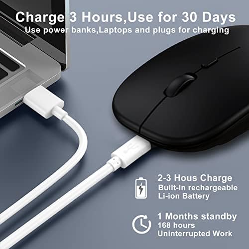 Ultimate Wireless Bluetooth Mouse for i Pad, Mac Book Pro, Air, and PCs – Rechargeable Silent Design for Productivity on the Go – Portable Slim Dual Mode Mouse with LED Indicators and Universal Compatibility