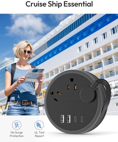 Stylish NTONPOWER Purple Extension Cord with 3 AC Outlets & 4 USB Ports (2 USB-C) – 4 FT Flat Power Strip for Kawaii Dorm & Office Decor – Compact, Versatile Charging Station for Modern Workspaces